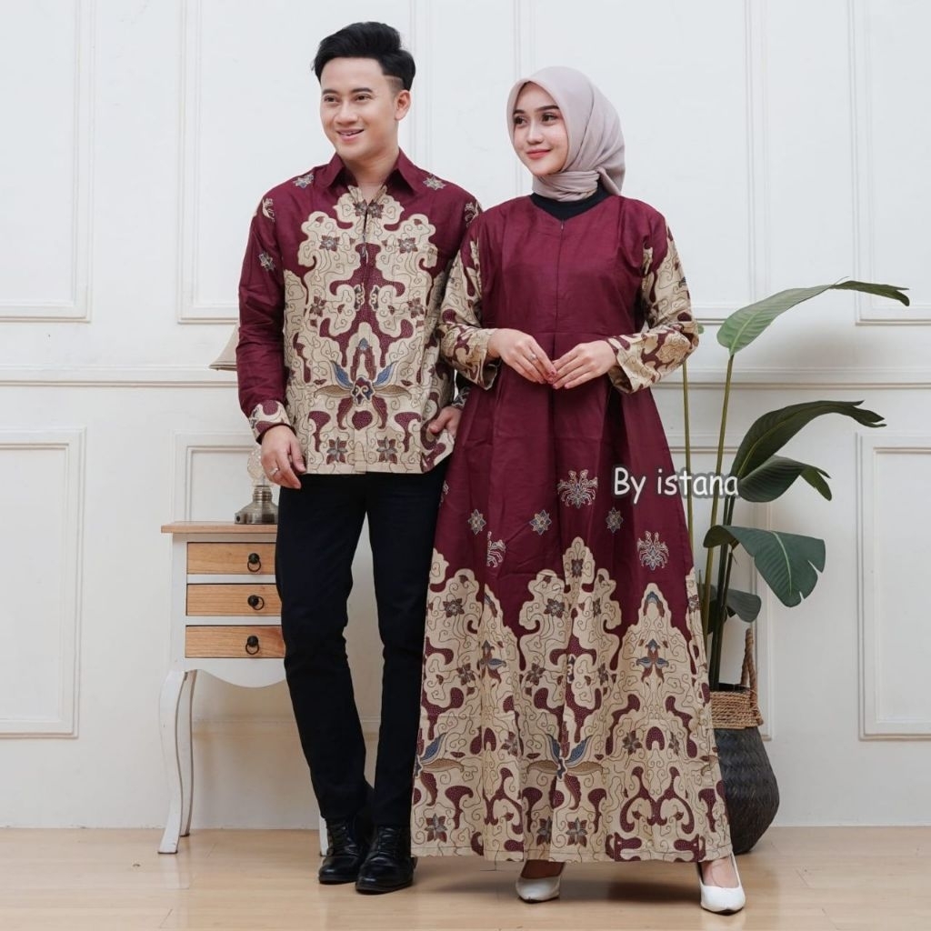 NEW Gamis Batik Couple Suami Istri Katun