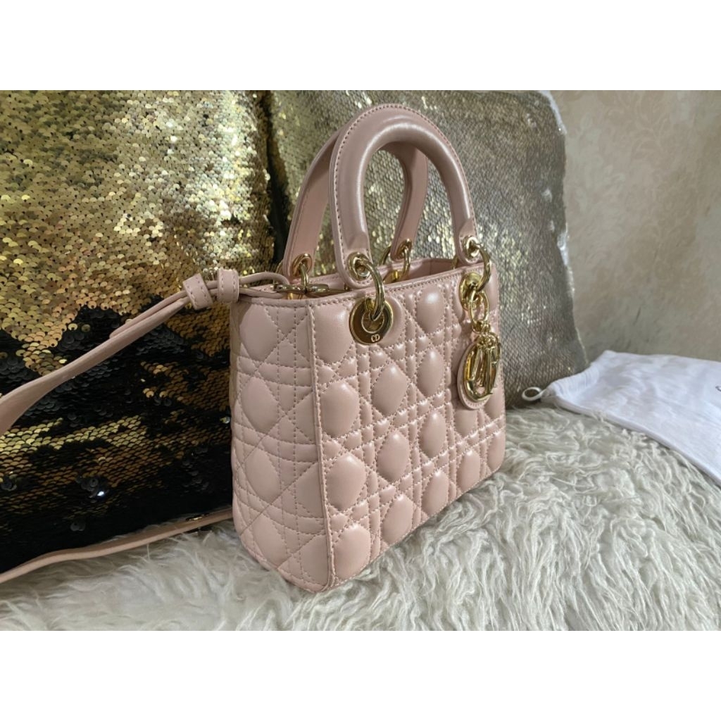 Lady Dior Small Lambskin Powder Pink Bag