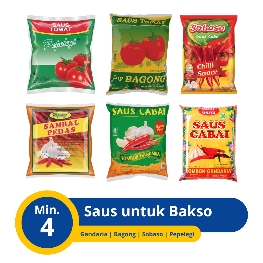 Saus Saos Tomat Sambal Ekstra Pedas Gandaria Sobaso Pepelegi untuk Bakso Saus Bantal
