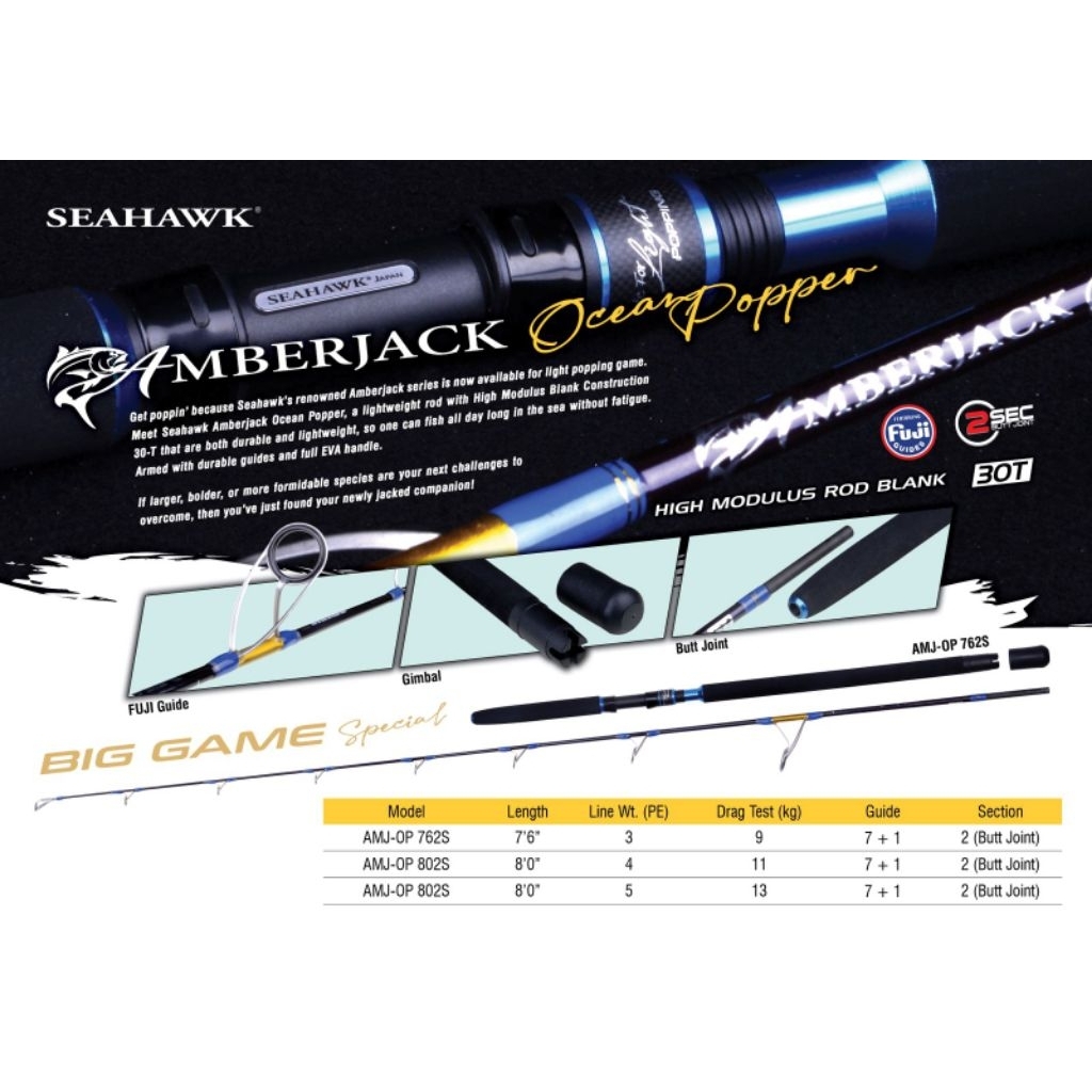 Joran Popping Seahawk AMBERJACK Ocean Popper But Joint