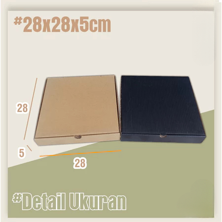 Kotak Pizza Hitam Polos Ukuran 28 x 28 x 5 cm Dus Hampers Kardus Packaging