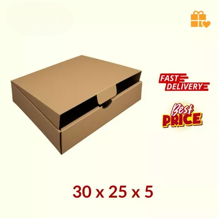 Dus Die Cut Kotak Packing Cokelat Polos Ukuran 30x25x5cm Kardus Box Aksesoris