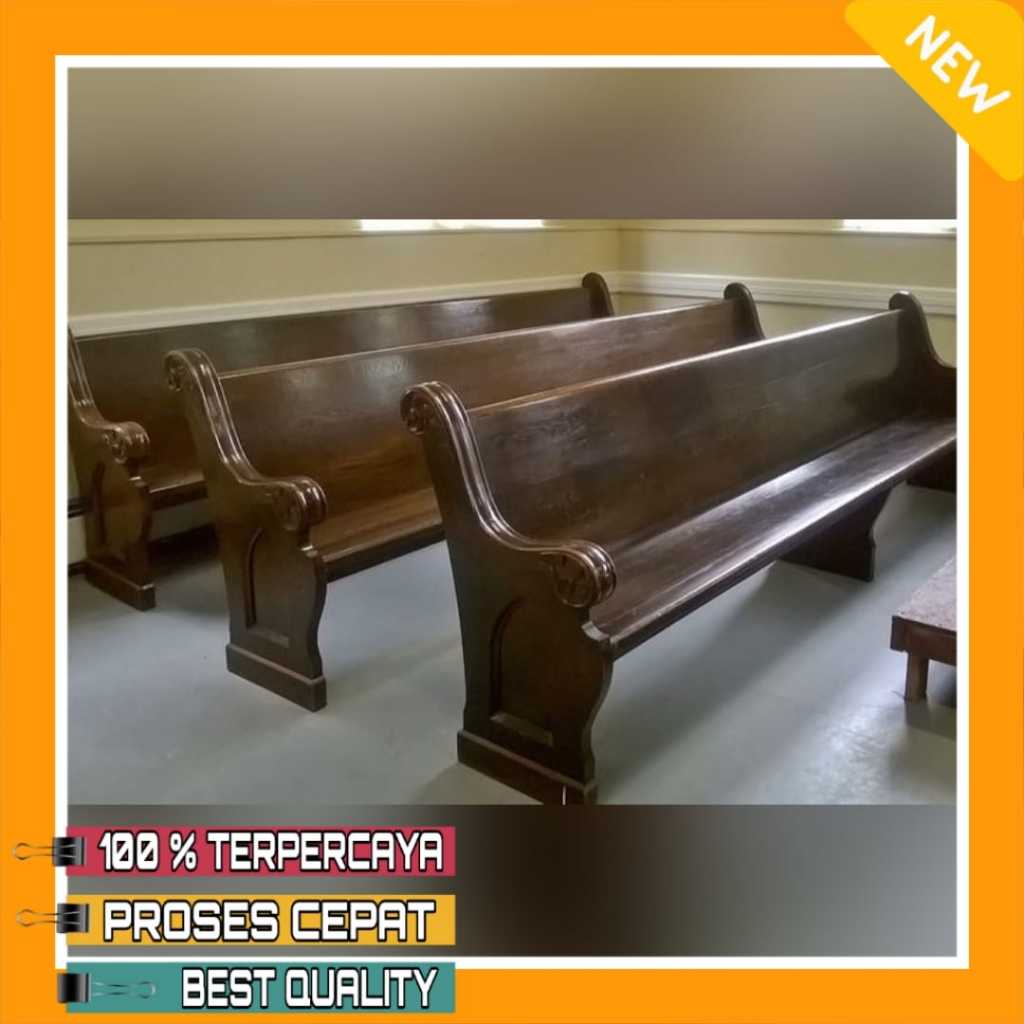 Kursi Gereja Panjang 300 cm Kayu Jati | Bangku Gereja Model Minimalis | Desain Furniture Interior Ge