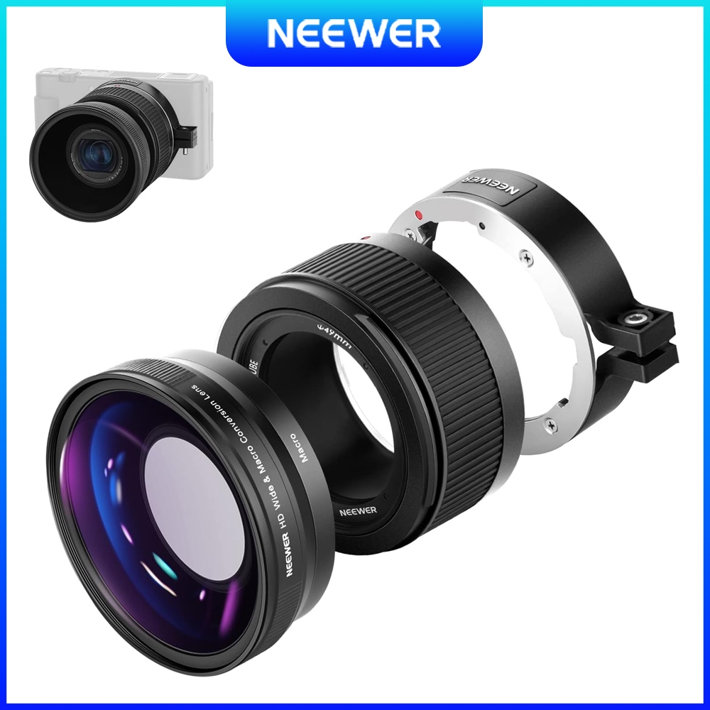NEEWER LS-18 Wide Angle Lens Compatible with Sony ZV1 Camera, 2 in 1 18mm HD Wide Angle & 10x Macro 