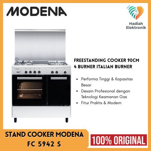 FREESTANDING COOKER MODENA FC 5942 S 90CM 4 TUNGKU - KOMPOR GAS STANDING WITH OVEN FC5942S