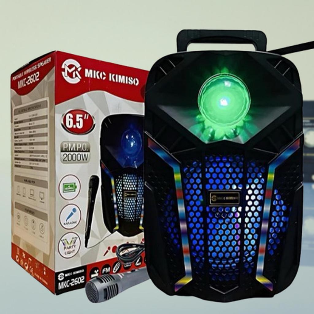 Speaker Bluetooth Kimiso 2602 6.5 inch gratis Mic Karaoke Speaker Kimiso Portable