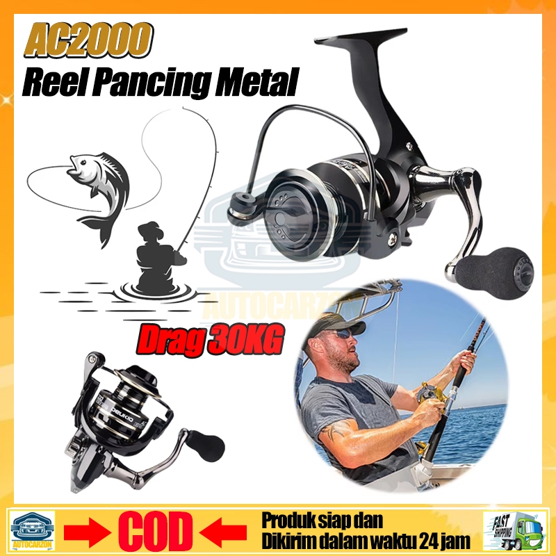 Reel Pancing Metal AC2000 Drag 30KG/ HE2000 Drag 10KG Gulungan Ikan Logam Metal CNC reel pancing ful