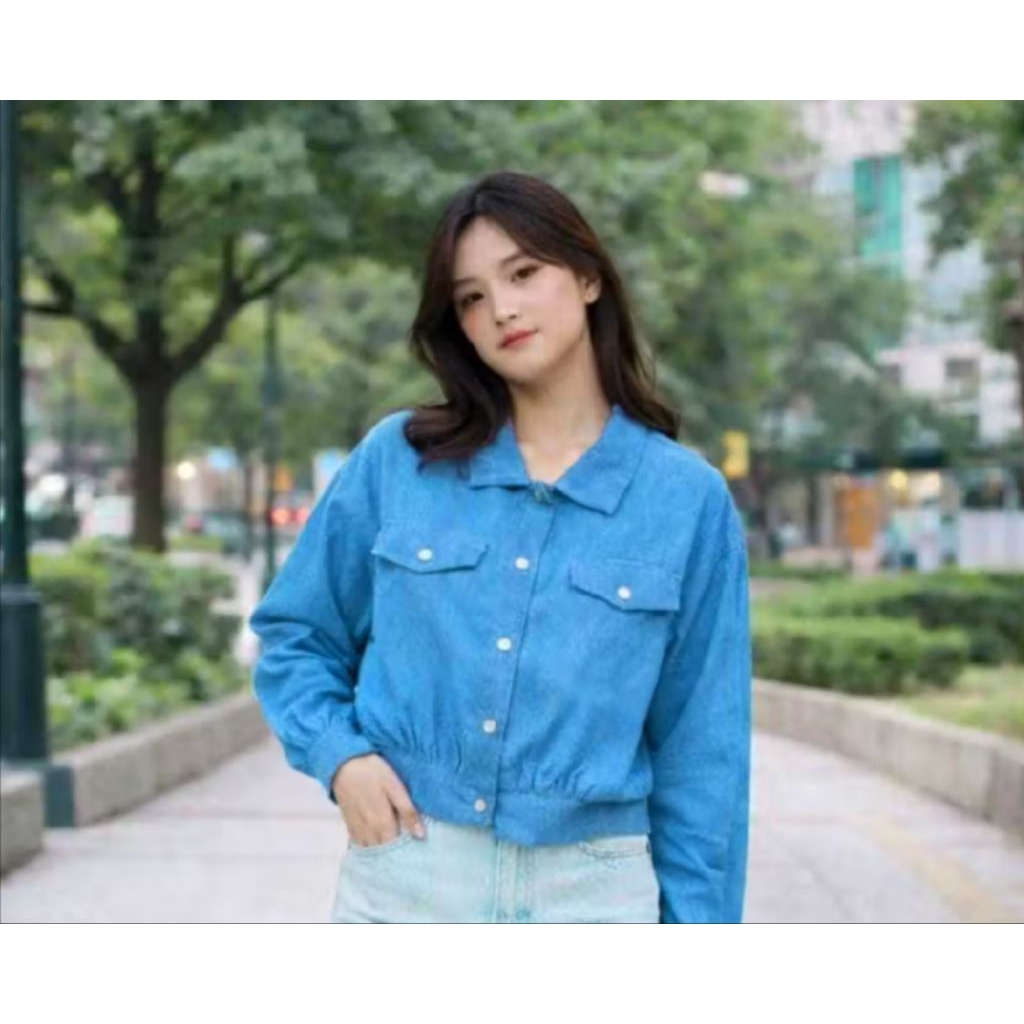 Jacket crop wanita corduroy