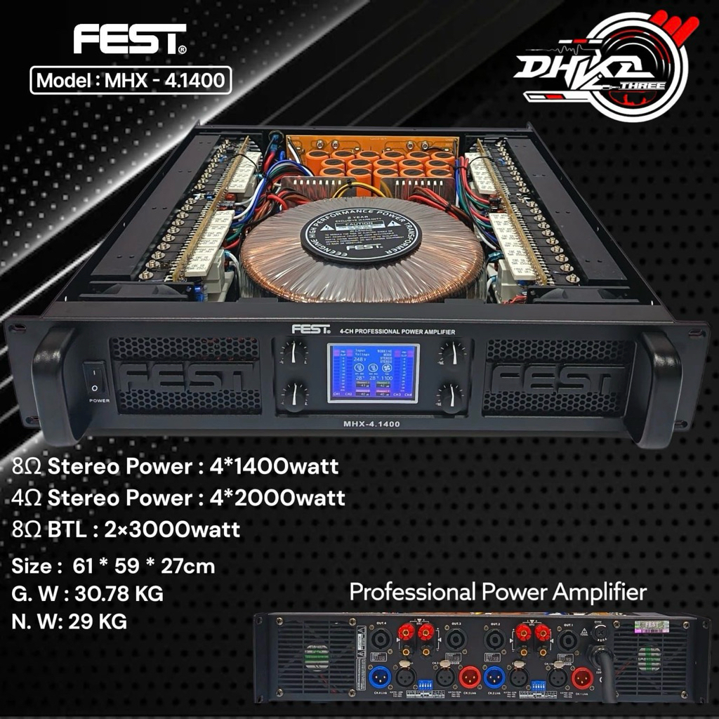 POWER FEST MHX 4.1400 4 CHANNEL CLASS H ORIGINAL / Power Fest MHX 4.1400 Class H 4 Channel original 