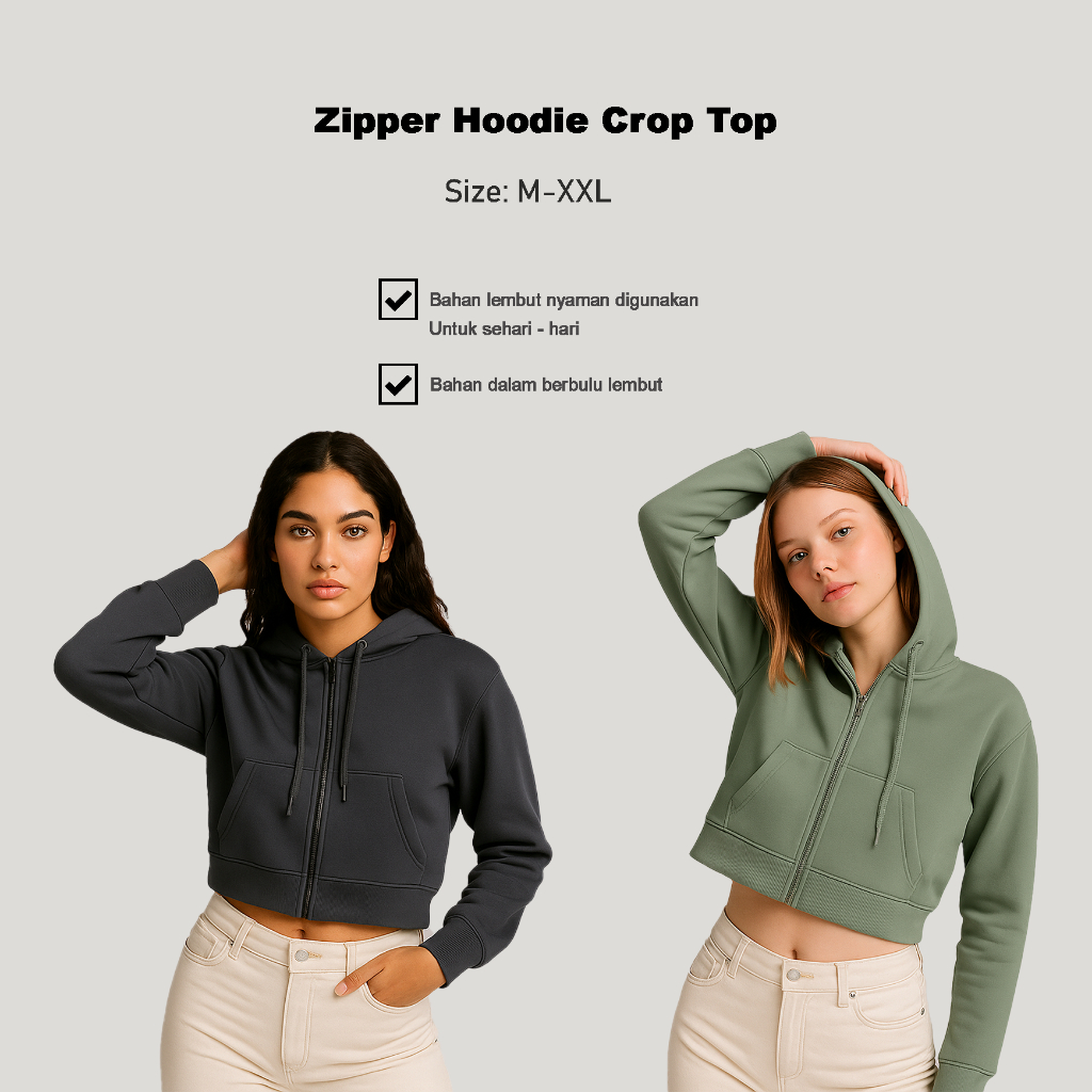 Sweater Hoodie Boxy Double Zip Zipper Bahan Tebal / Hoodie Boxy Zipper / Hoodie Boxy / Hoodie Boxy