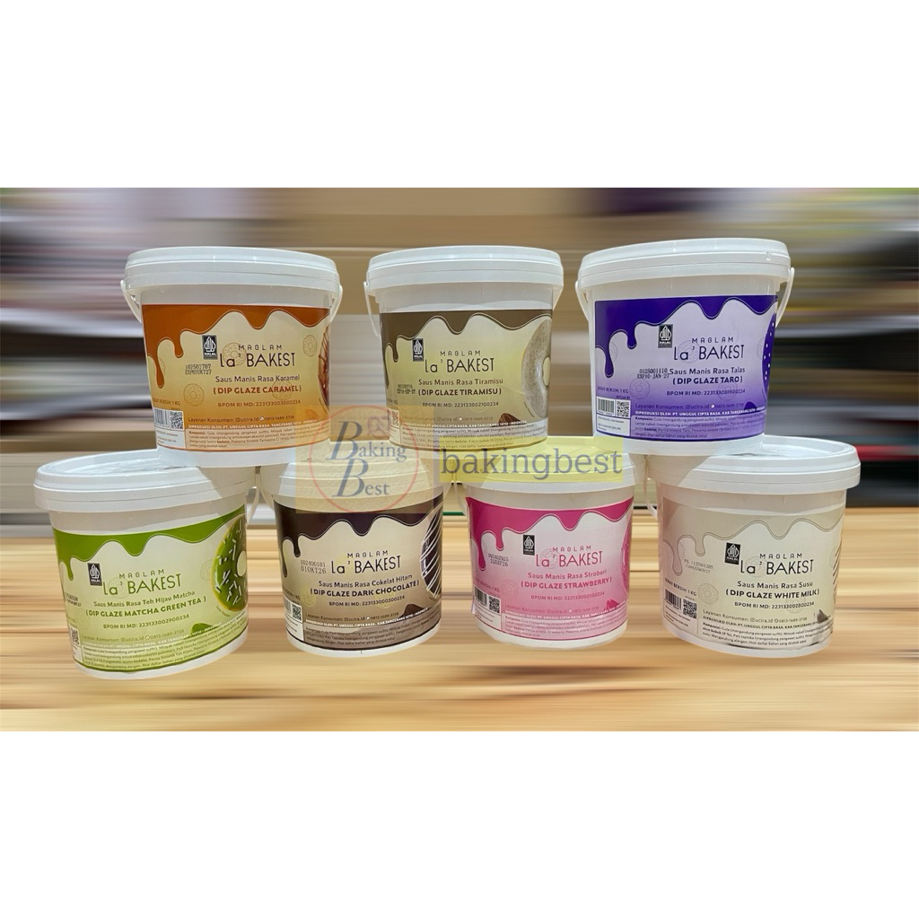 BEST SELLER  Glaze 1 kg Maglam La'Bakest Caramel,Dark Coklat,Strawberry,Taro,Tiramisu,Susu,Matcha
