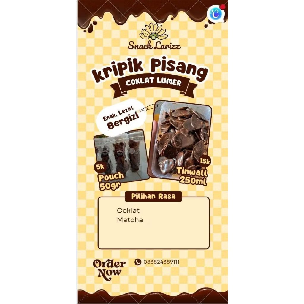 keripik pisang coklat lumer/pisang coklat lumer (Rajamandala)
