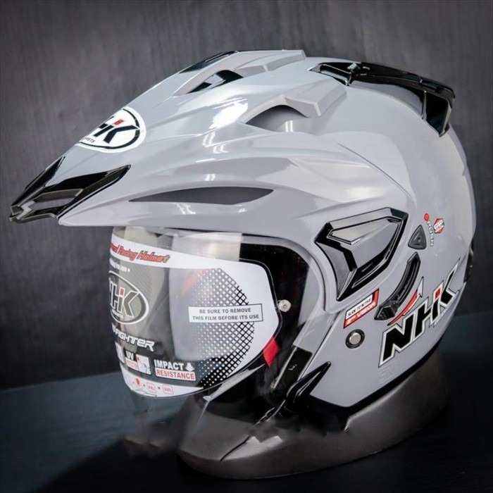 NHK Predator Crypton Solid Dim Grey Helm NHK Double Visor Half Face