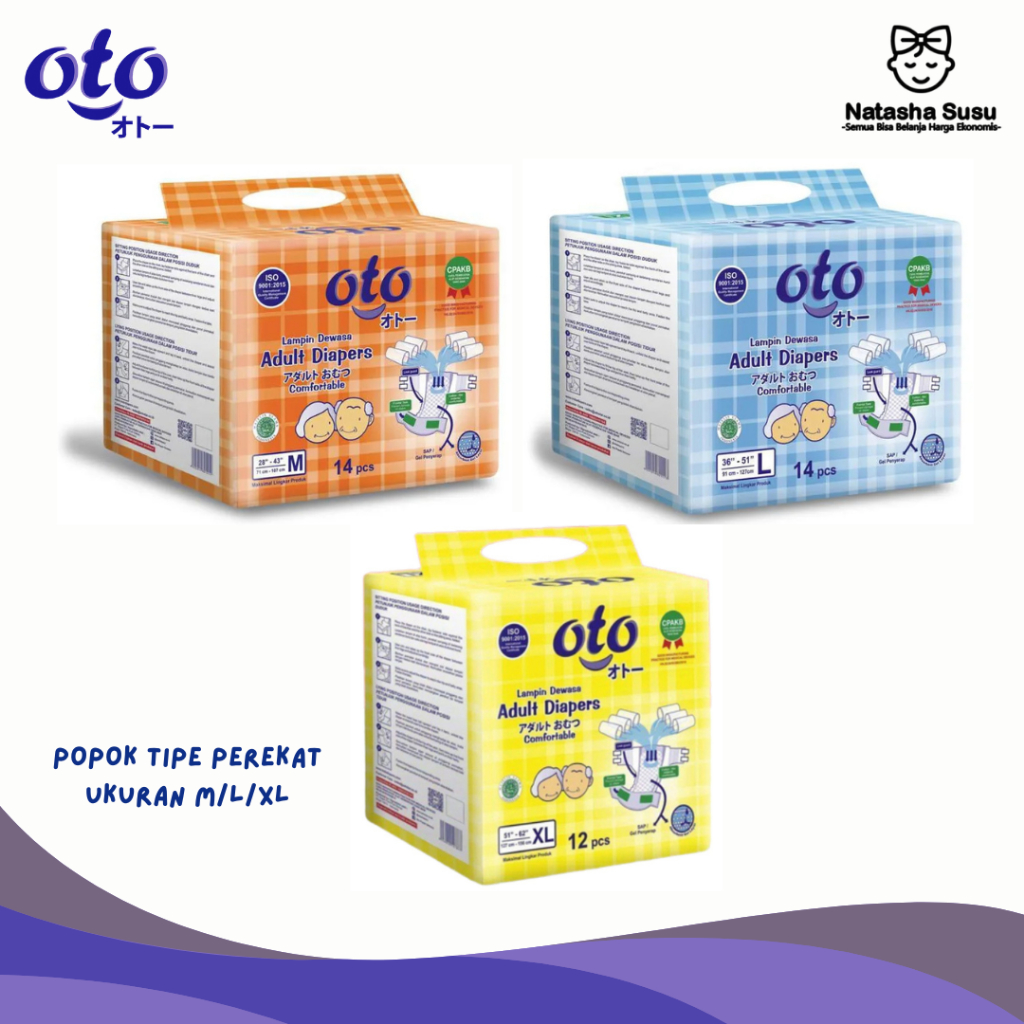 OTO PEREKAT M14/L14/XL12 / Popok Dewasa Tipe Perekat MURAH PROMO