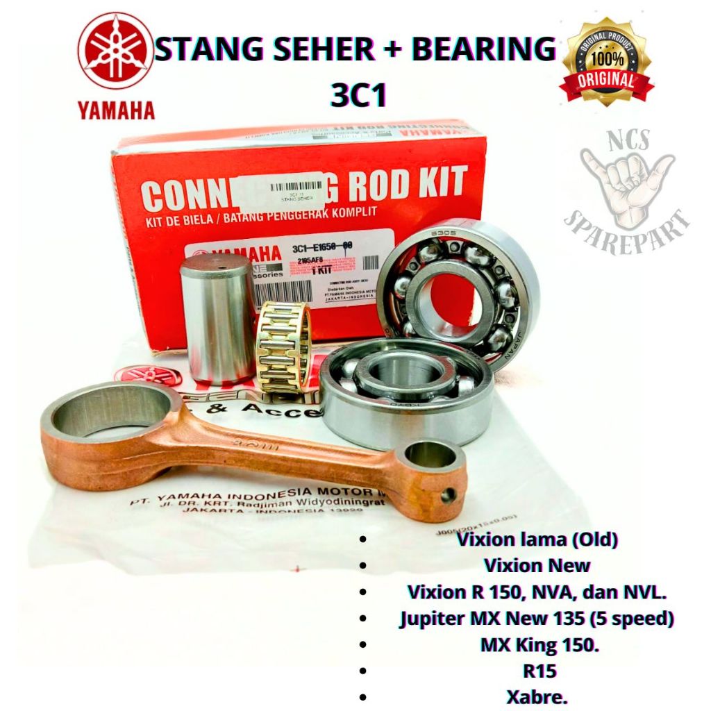 STANG SEHER+BEARING YAMAHA 3C1 MOTOR VIXION OLD/NEW MX KING 150 XABRE KUALITAS DIJAMIN 100% ORIGINAL