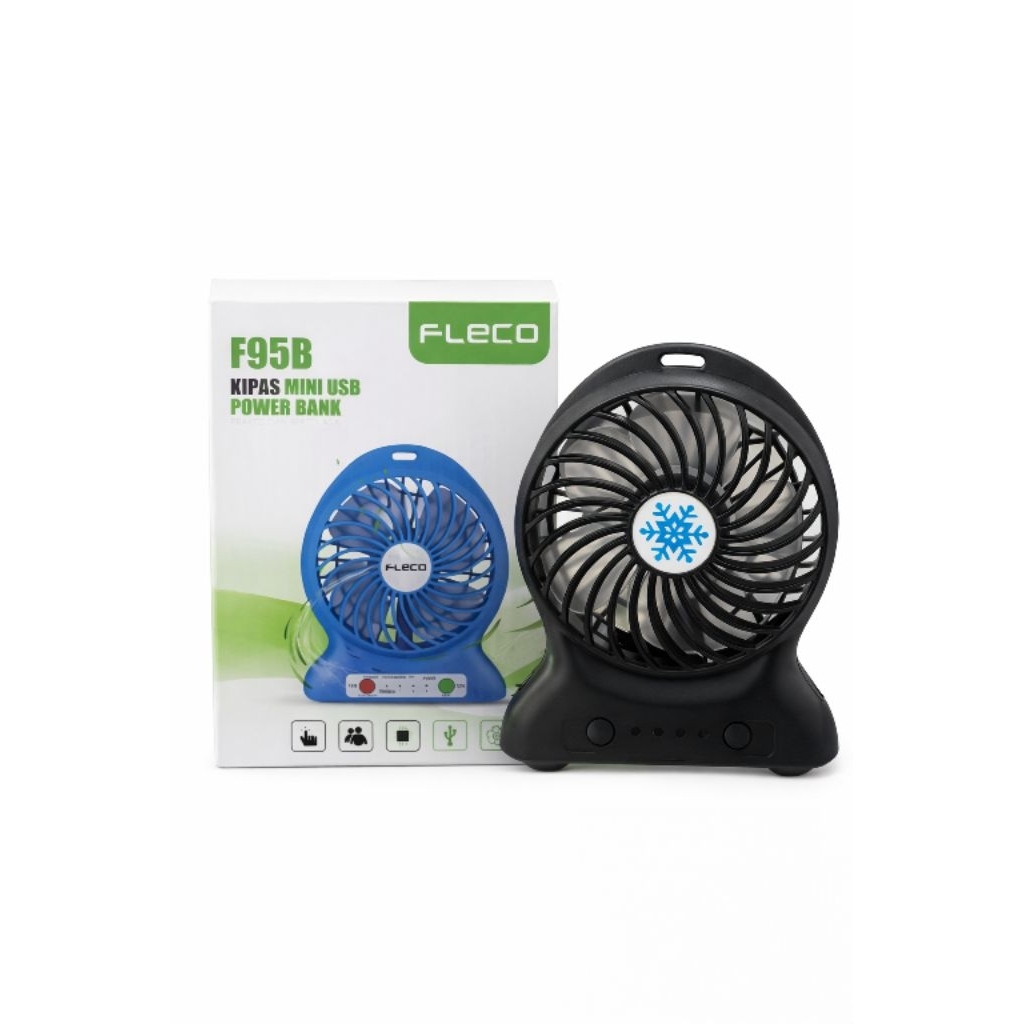 Kipas Mini USB Fleco F95B Rechargeable – Portable Fan + Power Bank, Angin Kencang & Hemat Daya