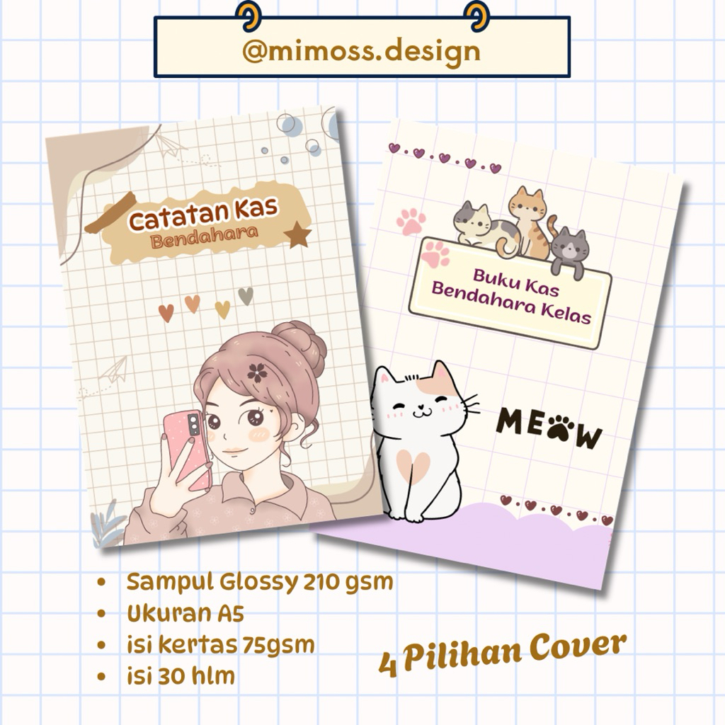 Buku Catatan Kas Bendahara / Buku Kas Mingguan ukuran A5/Buku Kas Harian Lucu Glossy