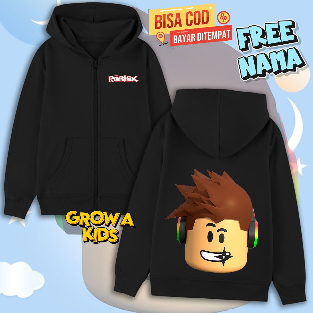 Jaket Roblox Head Lego Anak Hoodie Zipper Anak Roblox Head Lego