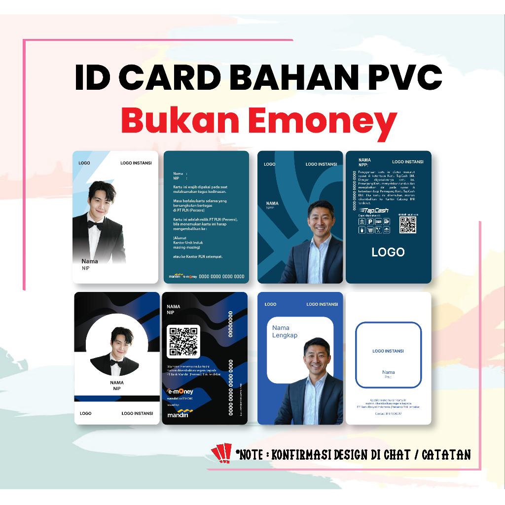 CUSTOM KARTU PVC DESIGN ID CARD PEGAWAI TERBARU BAHAN PVC BUKAN EMONEY - 2 SISI