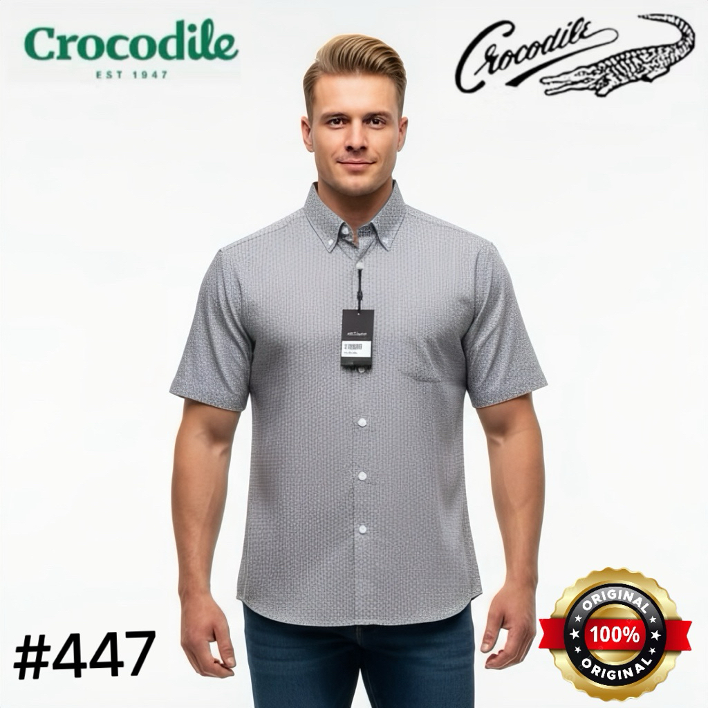 ( LUXOYEZ ) 447 BAJU CROCODILE BRANDED BISA COD PRIA KEMEJA ATASAN BAHAN KATUN MEDAN KERAH MEN UNTUK