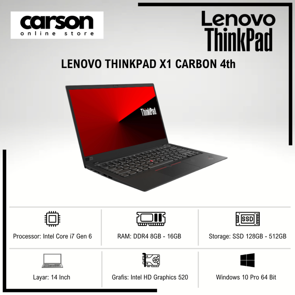 Laptop Lenovo Thinkpad X1 Carbon Core i5 / i7 Original Bergaransi