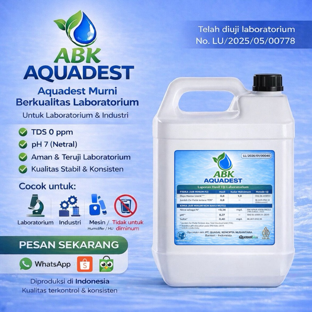 Aquadest Aquadest Distilled Water Air Suling 5 Liter