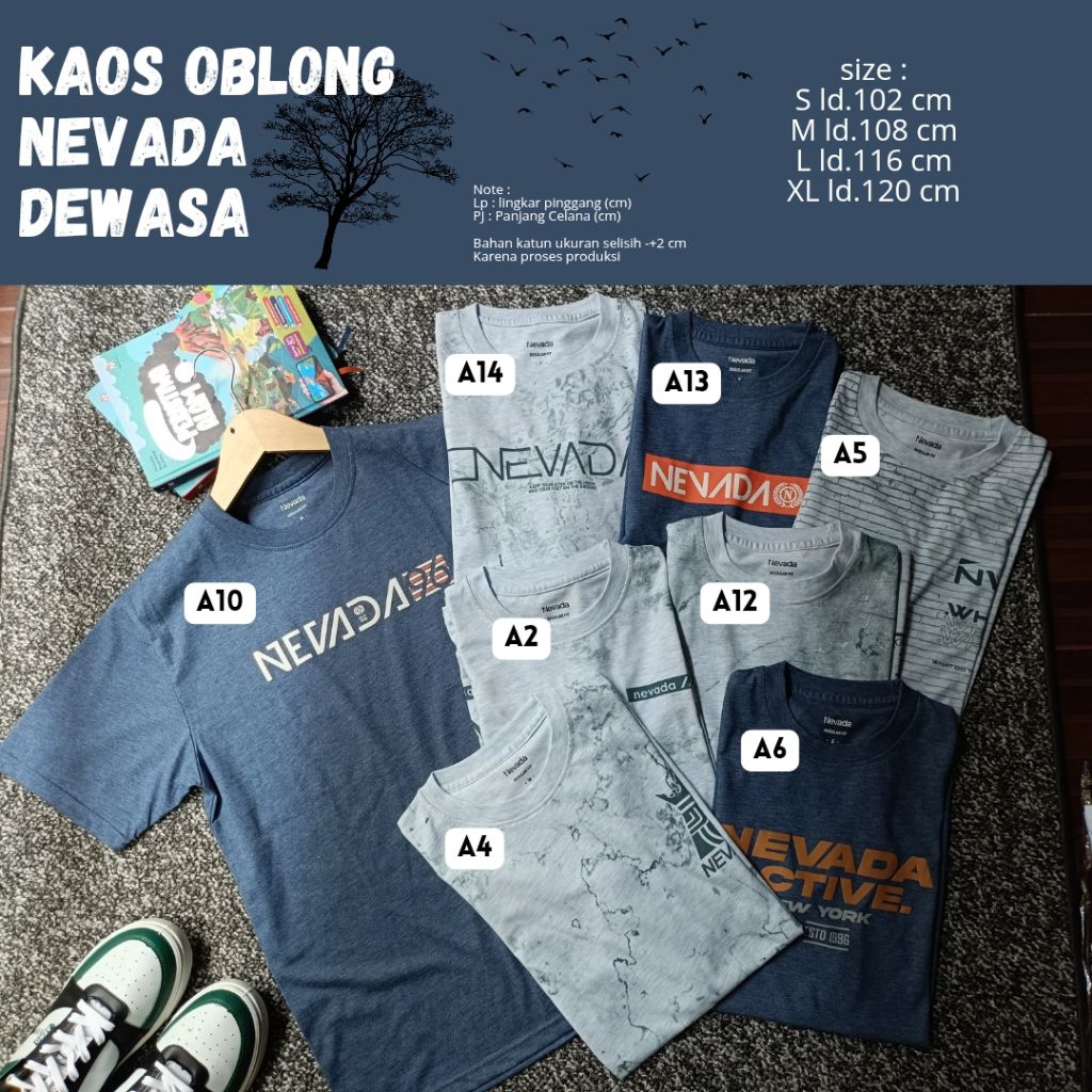 Kaos Oblong Lengan pendek Pria dewasa Nevada original