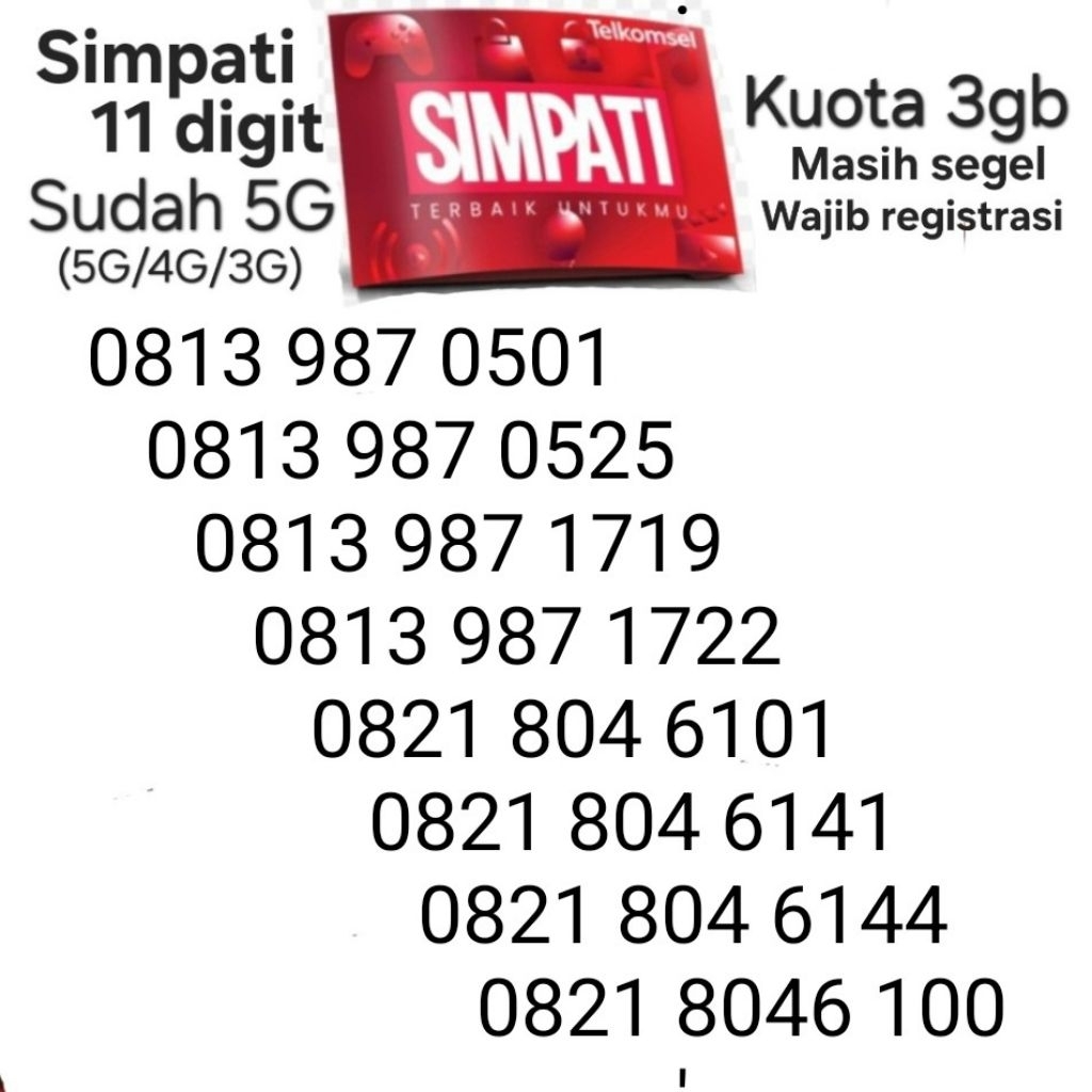 Nomor Cantik Simpati 11 Digit Telkomsel Kartu AS Loop Perdana Murah Termurah Paket 3gb Kuota 3 Gb