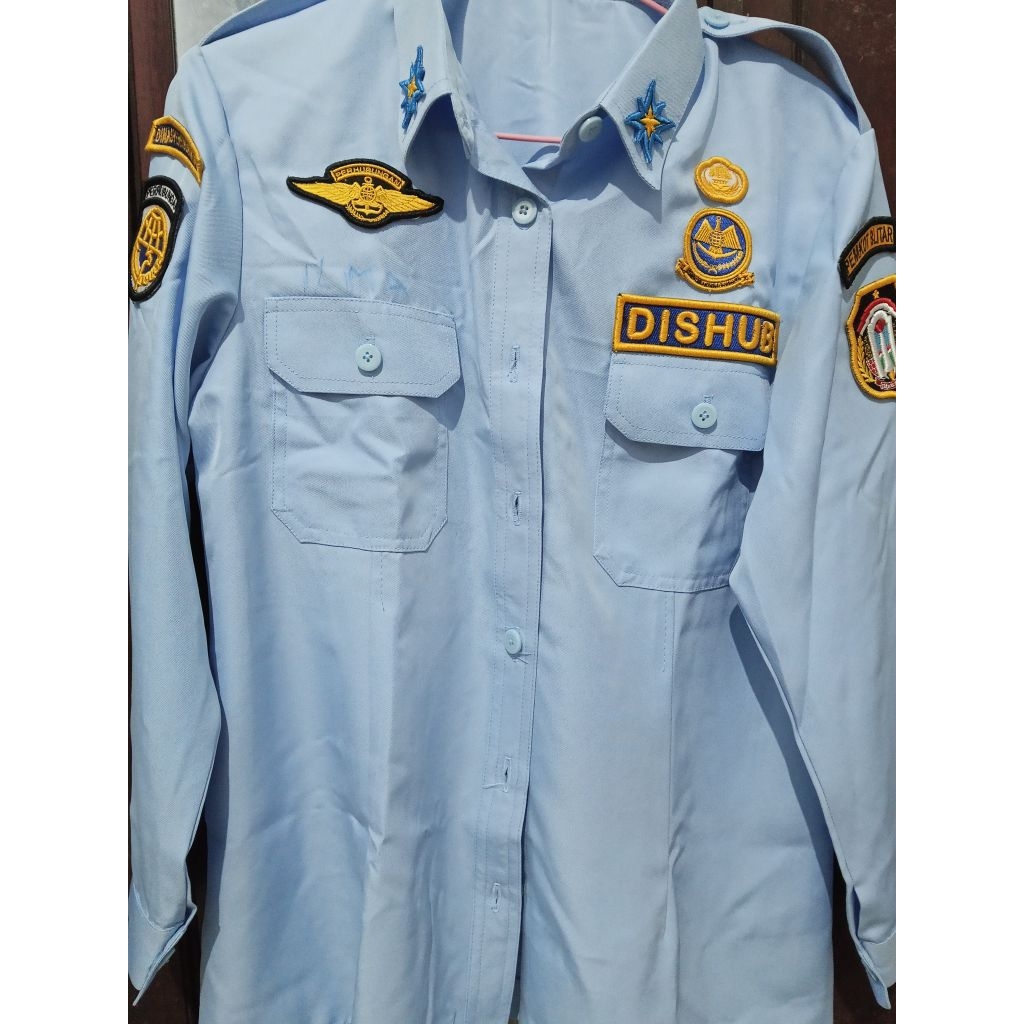 seragam pdl dishub biru muda / seragam pdam biru muda / kemeja kemenag wanita