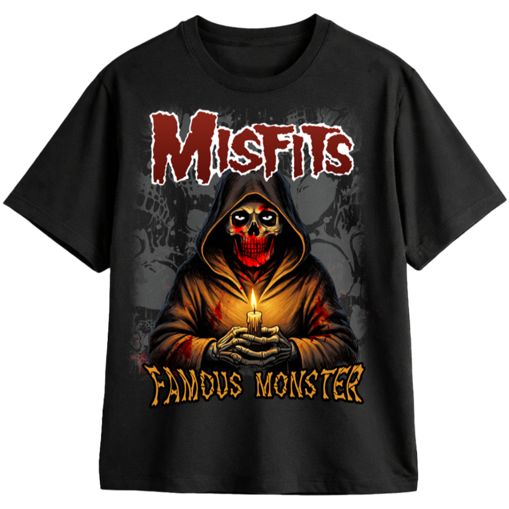 MISFITS FAMOUS MONSTER TSHIR BAND BIGSIZE KAOS HITAM UNISEX - NOX TEES