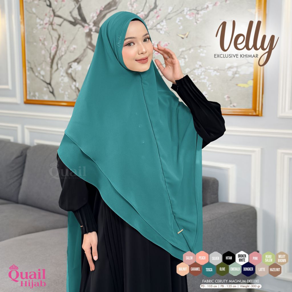 Hijab Instan Bergo Jumbo Ceruty Premium VELLY Original Jilbab Quail