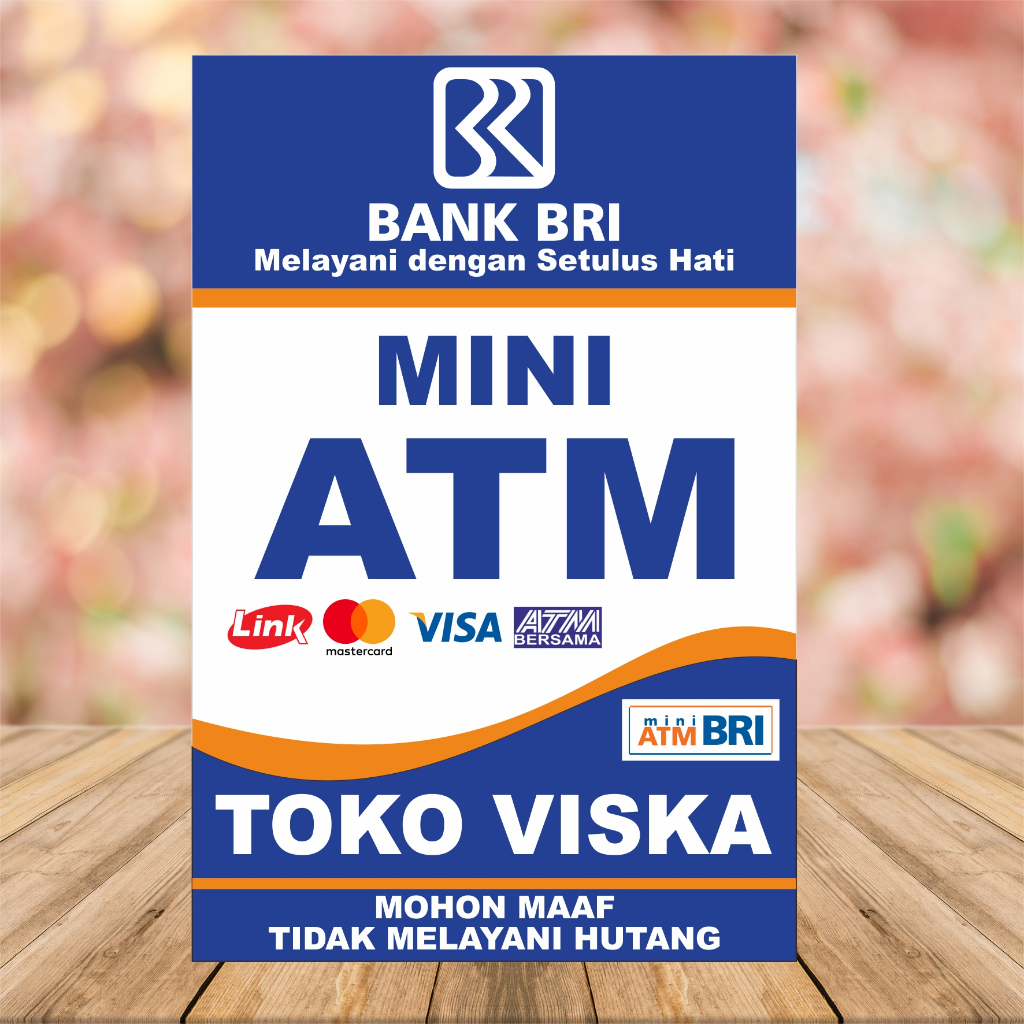 Stiker ATM MINI BRI Link Baru Bisa Request Nama Toko