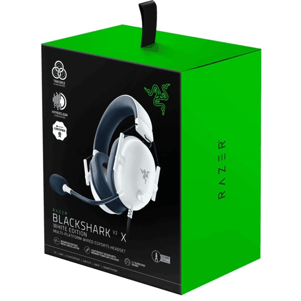 Headset Gaming Razer Blackshark V2X Warna Putih Free USB Soundcard Second