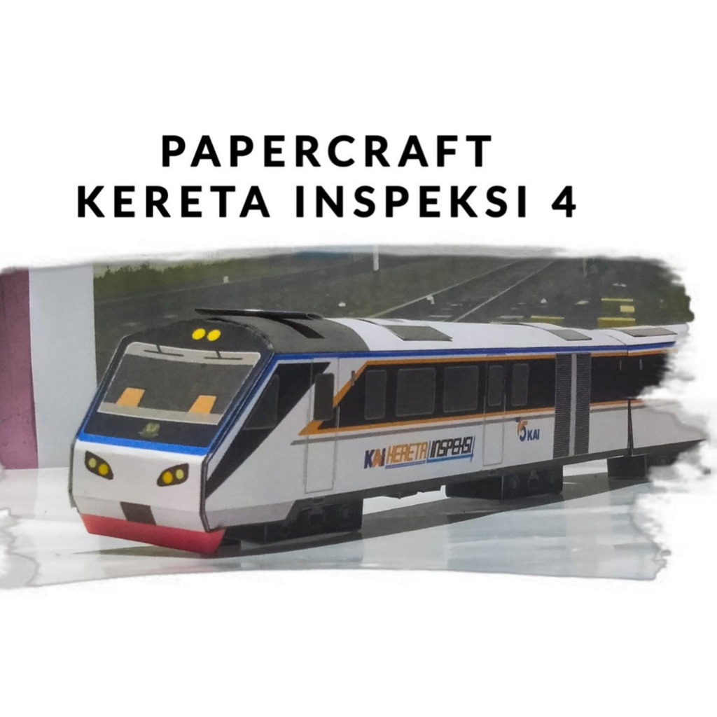 DIY Papercraft Kereta Api Inpeksi KAI Cetak Pola Kerajinan Kertas