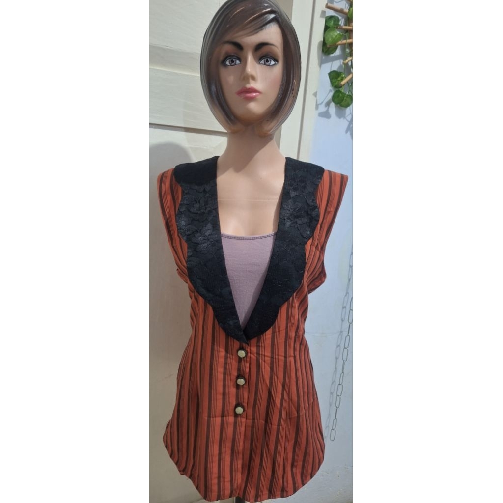 vest orange hitam salur perempuan buy 1 get 1 kemeja batik motif etnik laki laki size dewasa