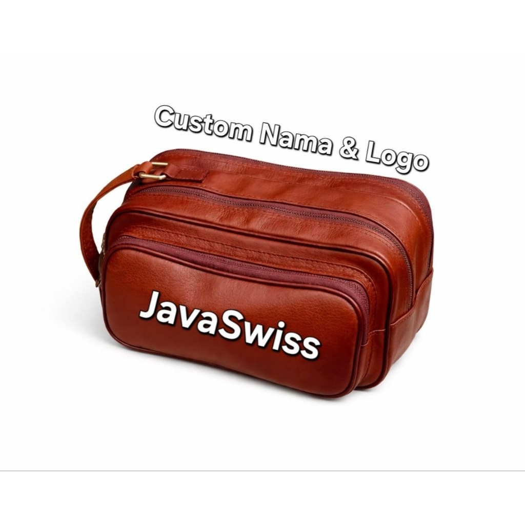 Tas Tangan Pria Kulit Asli - Tas Toiletries - Clutch Kulit Asli