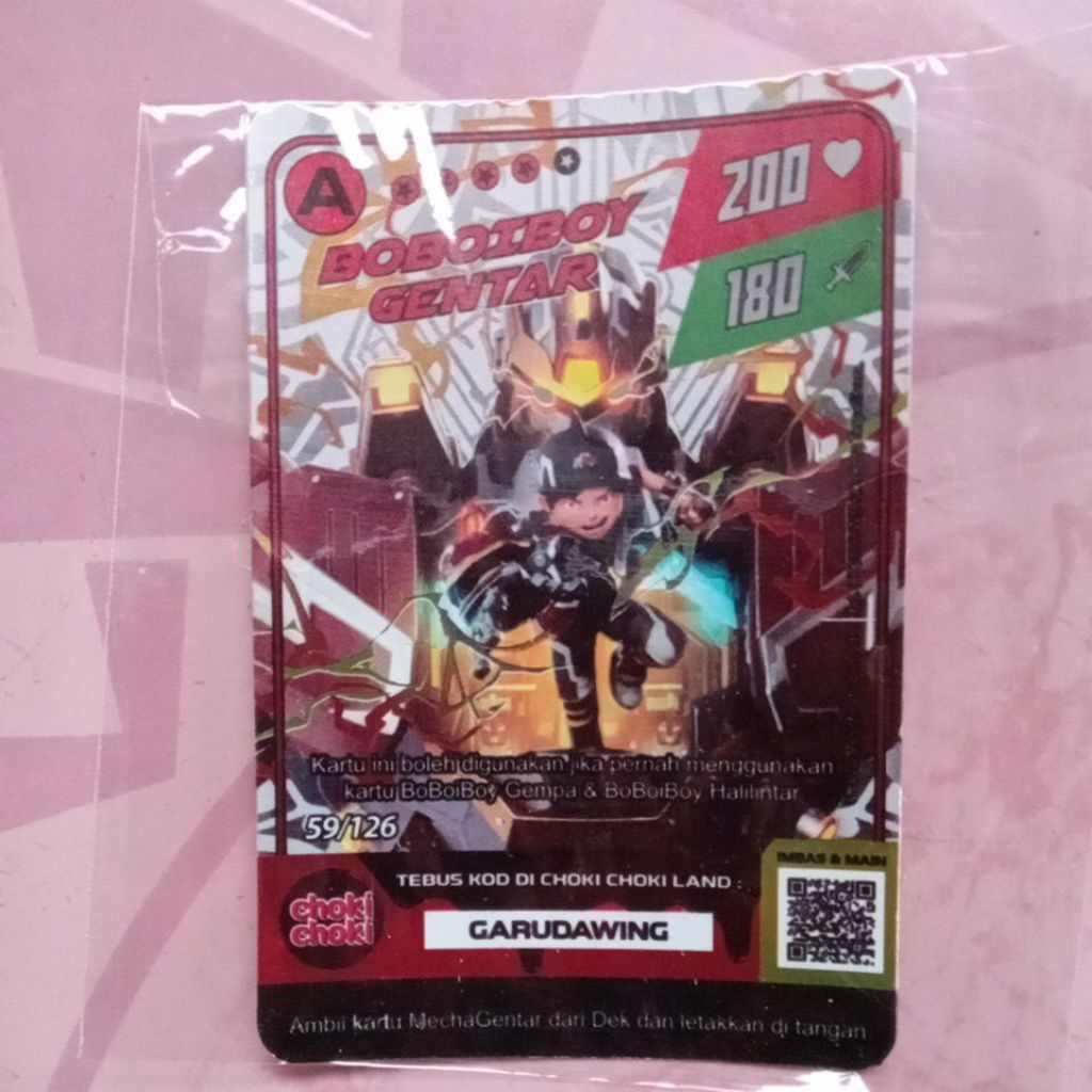 kartu foil choki choki ori boboiboy GENTAR