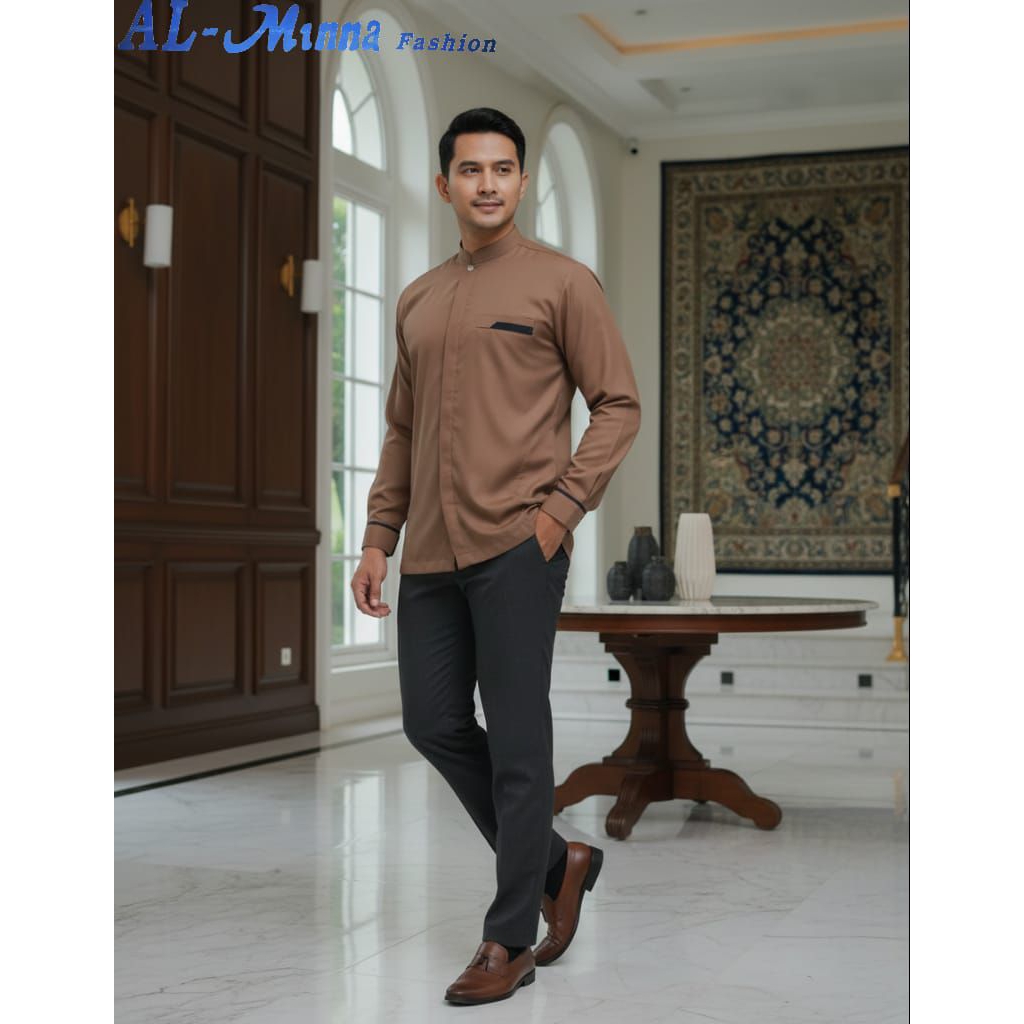 Baju Koko pria al-mina tangan Panjang manset