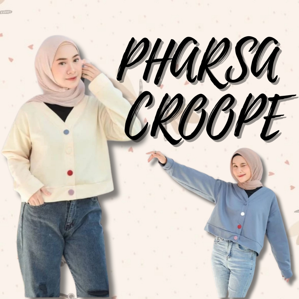 AURA_IDN PHARSA CROOPE BUTTON - SWEATER OVERSIZE CROOPE - SWEATER WANITA CASUAL korean Style