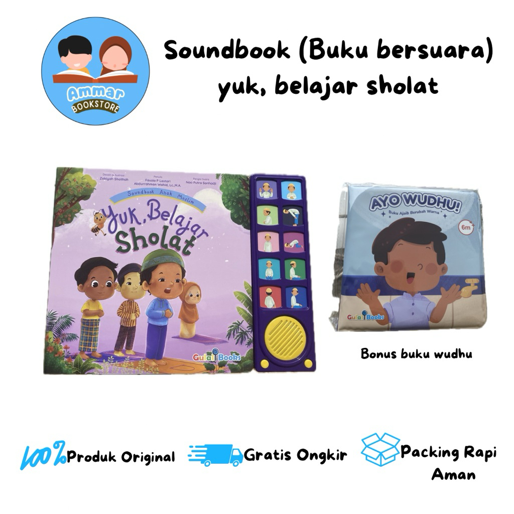Gulalibooks Soundbook buku bersuara yuk belajar sholat bonus buku belajar wudhu