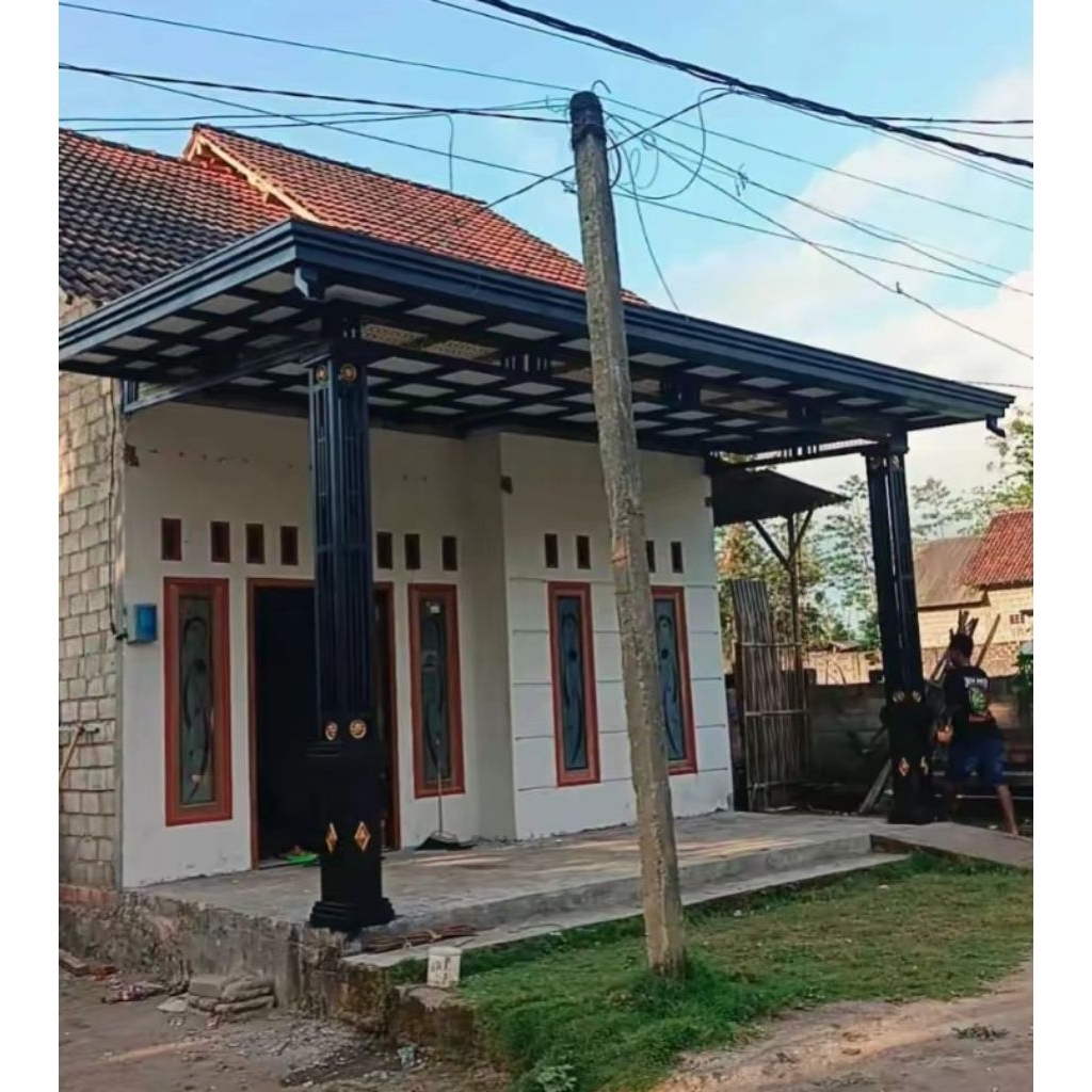 kanopi atap alderon upvc dobel layer rangka hollow galvanis