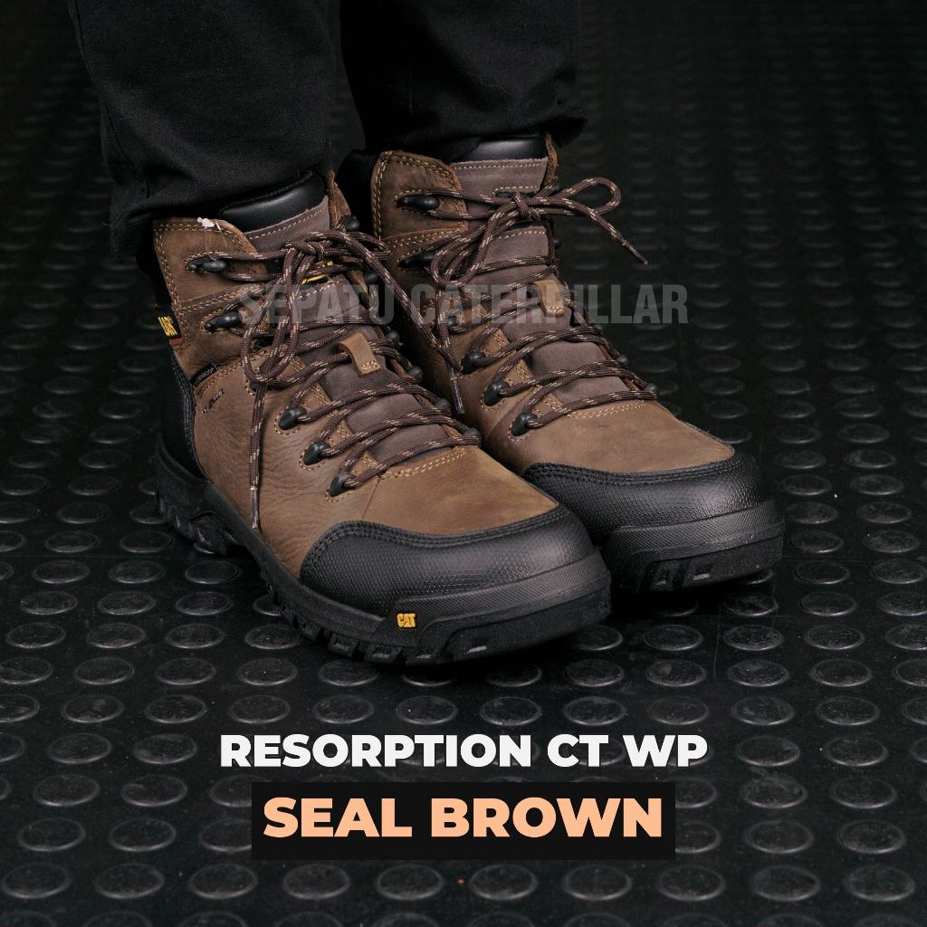 Sepatu Safety Caterpillar Resorption Composite Toe Waterproof Brown Original