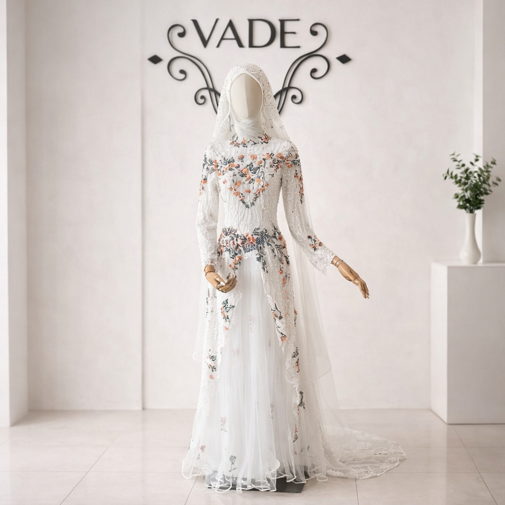 Kebaya Pengantin Putih Premium, Kebaya Wedding Elegan, Kebaya Hijab Pengantin, Kebaya Bordir Bunga M