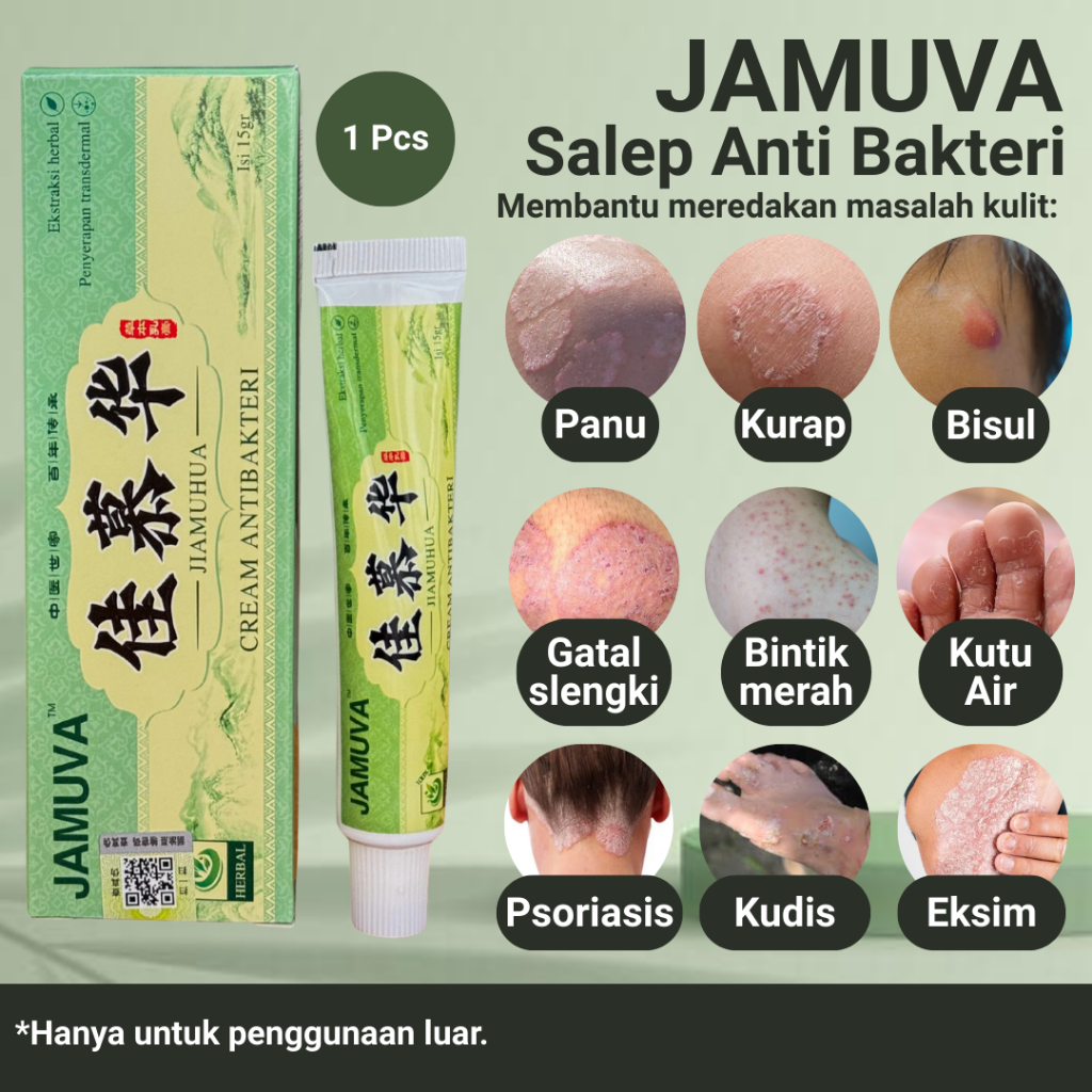 1 Pcs Jamuva Salep Gatal Untuk Panu Kurap Bisul Kutu Air Psioriasis Eksim Herbal Tradisonal Cina