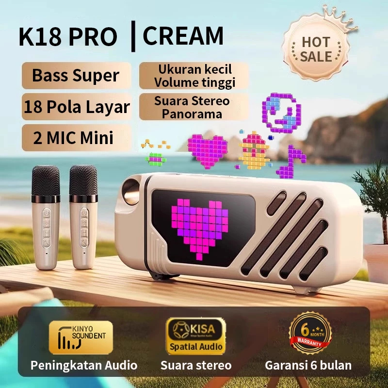 KINGLUCKY K18 Speaker Bluetooth Karaoke Mini 2Mic Karaoke Home Portable Wireless Super Bass