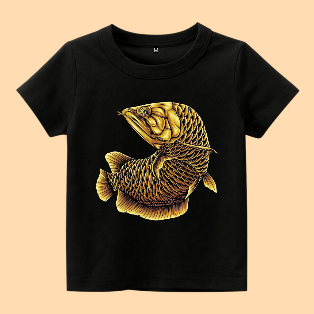 Baju kaos anak gambar ikan arwana gold lucu