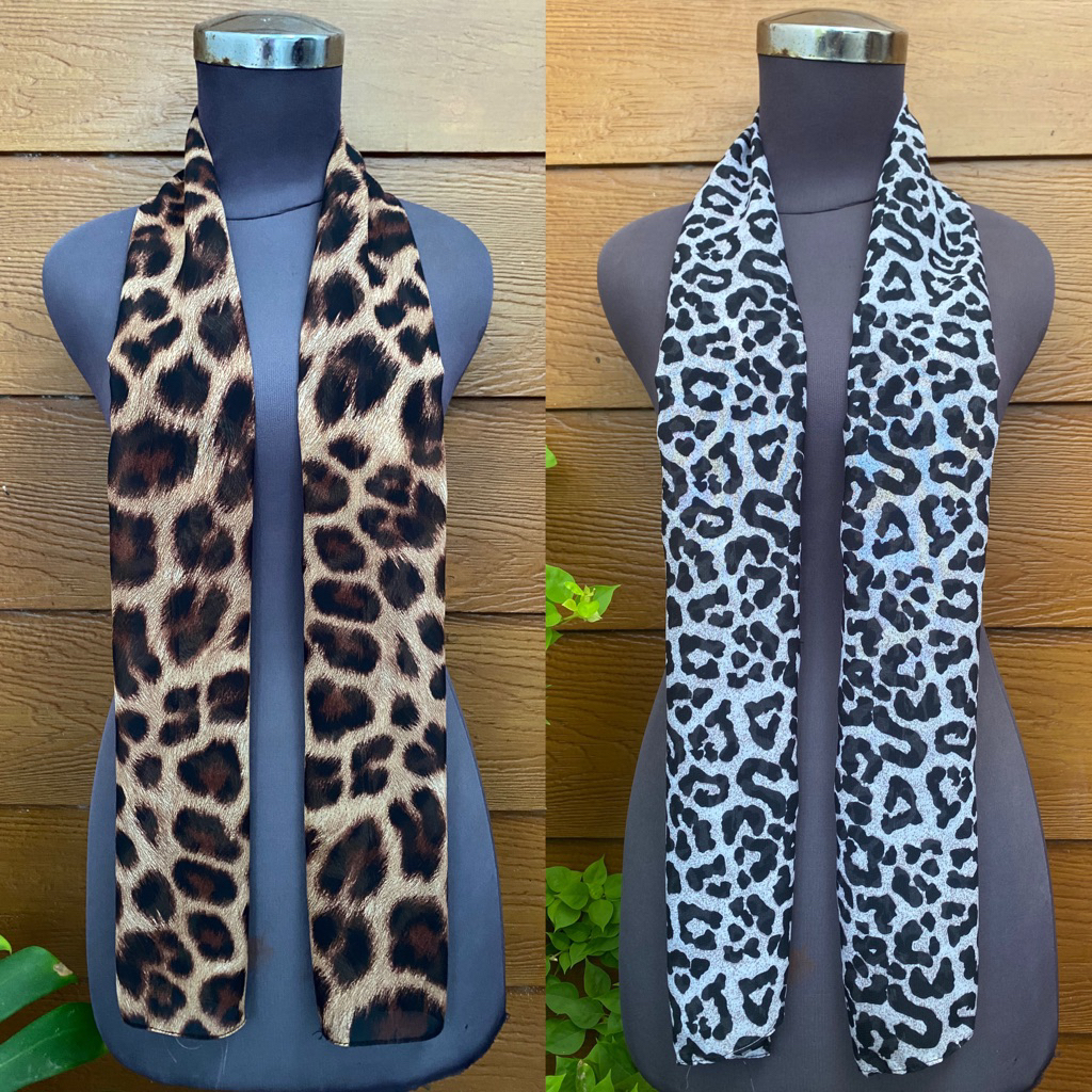 21-28 SYAL wanita motif scarf leher scraft import korea fashion polos