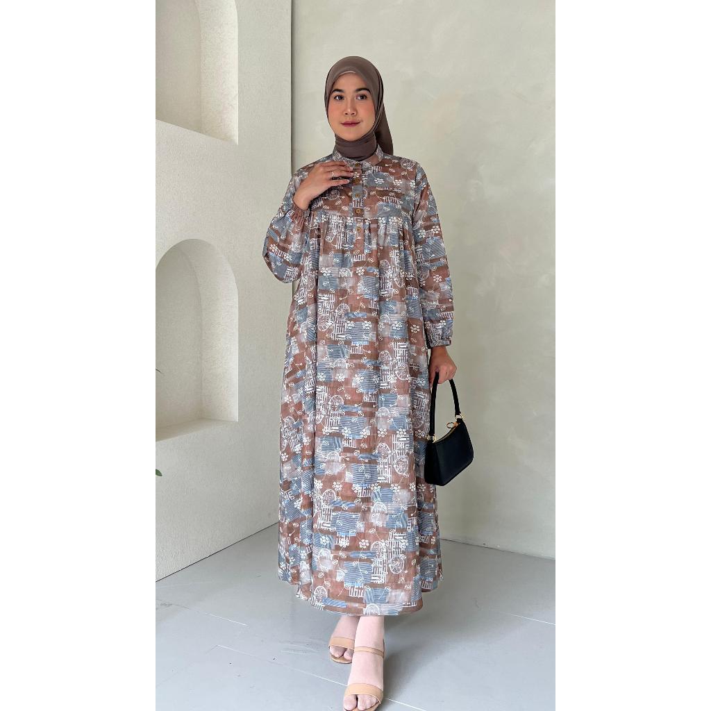 MIDI DRESS CRESPO BORDIR / BAJU WANITA MUSLIM/ WARNA DIABI ADIBA/ GROSIR TANAH ABANG