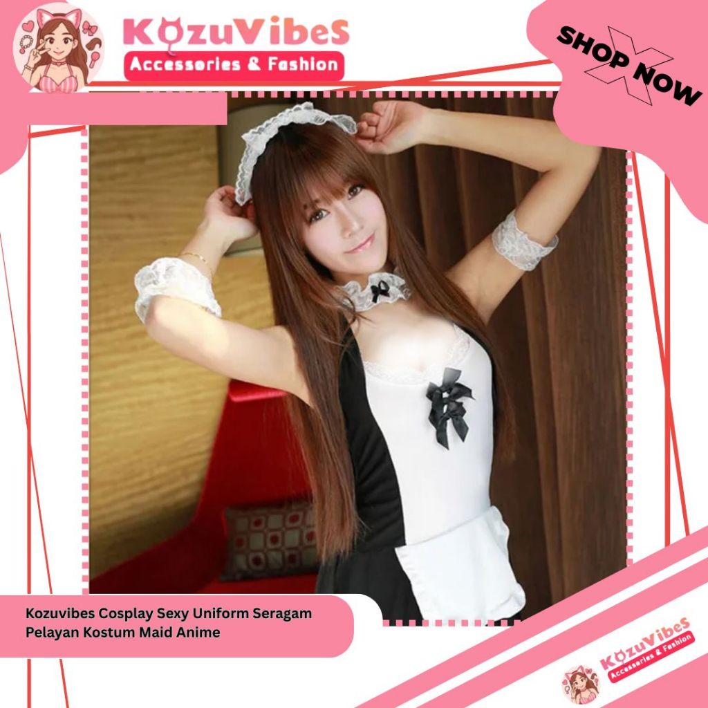 Kozuvibes Cosplay Sexy Uniform Seragam Pelayan Kostum Maid Anime