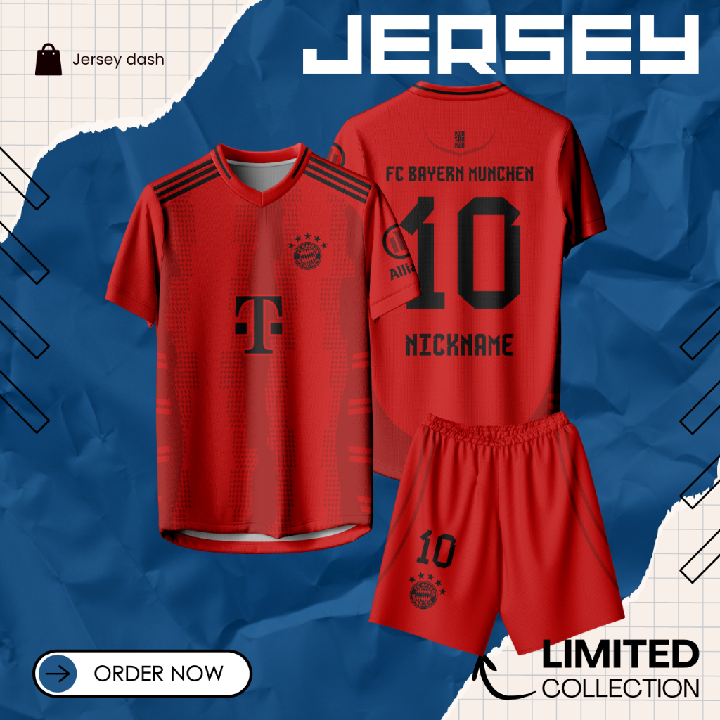 JERSEY Jersey Sepak Bola Custom B4yern Munch3n HOME 2024-2025 Dryfit Custom Nama Nomor